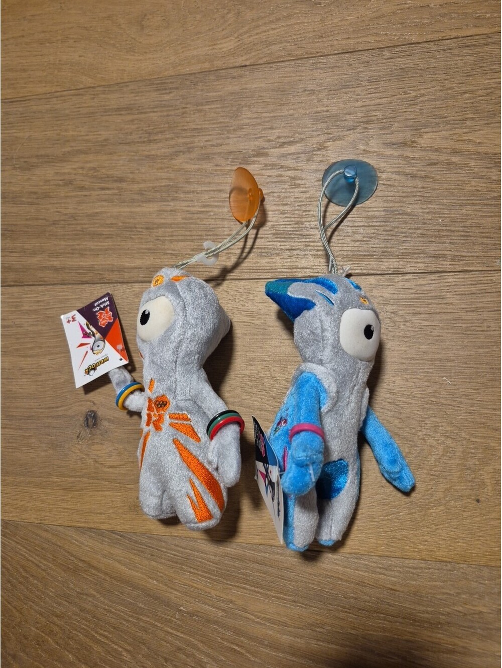 (X2) London 2012 Olympic Games Wenlock Mascot Plush Toys 7" Orange Blue Stick-On
